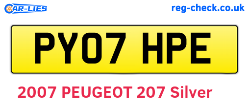 PY07HPE are the vehicle registration plates.