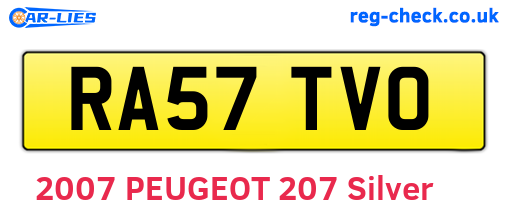 RA57TVO are the vehicle registration plates.