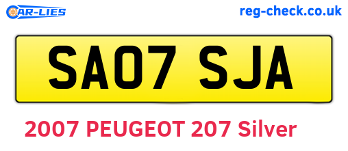 SA07SJA are the vehicle registration plates.