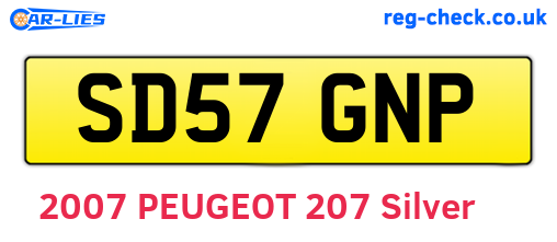 SD57GNP are the vehicle registration plates.