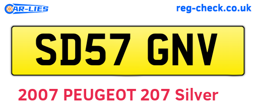 SD57GNV are the vehicle registration plates.