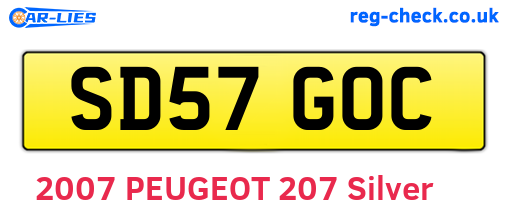 SD57GOC are the vehicle registration plates.