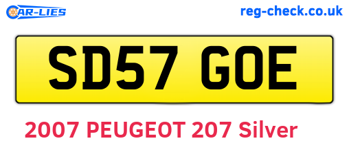 SD57GOE are the vehicle registration plates.