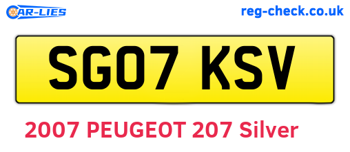 SG07KSV are the vehicle registration plates.