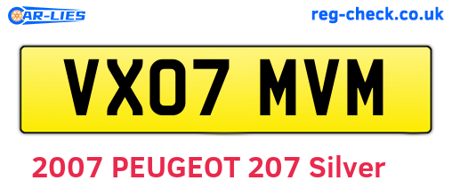 VX07MVM are the vehicle registration plates.