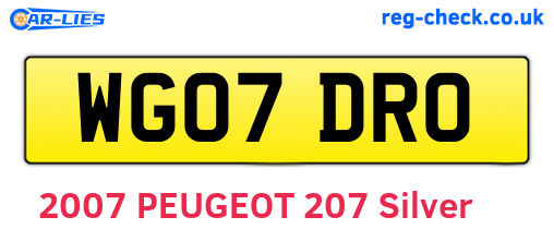 WG07DRO are the vehicle registration plates.