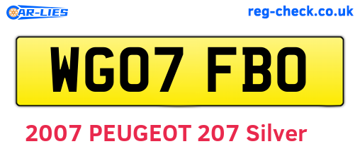 WG07FBO are the vehicle registration plates.