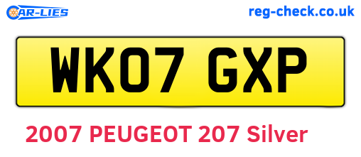 WK07GXP are the vehicle registration plates.