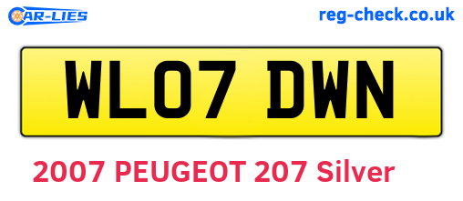 WL07DWN are the vehicle registration plates.