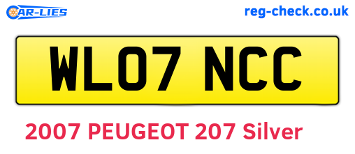 WL07NCC are the vehicle registration plates.
