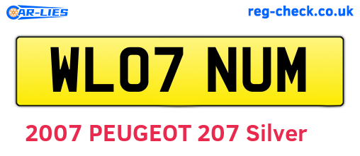 WL07NUM are the vehicle registration plates.