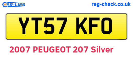 YT57KFO are the vehicle registration plates.