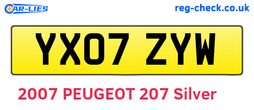 YX07ZYW are the vehicle registration plates.