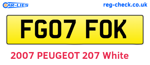 FG07FOK are the vehicle registration plates.