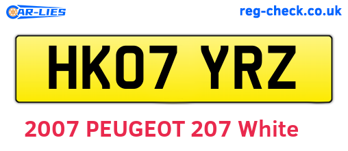 HK07YRZ are the vehicle registration plates.