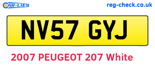 NV57GYJ are the vehicle registration plates.