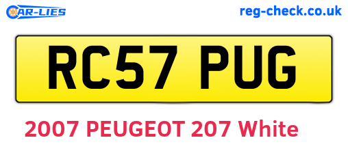 RC57PUG are the vehicle registration plates.