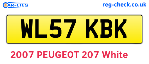 WL57KBK are the vehicle registration plates.