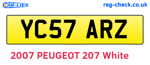YC57ARZ are the vehicle registration plates.