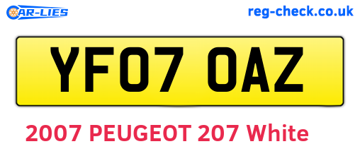 YF07OAZ are the vehicle registration plates.