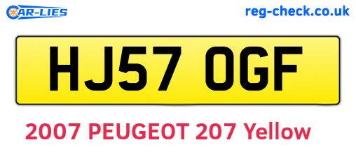 HJ57OGF are the vehicle registration plates.