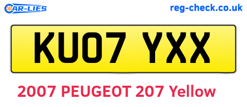 KU07YXX are the vehicle registration plates.