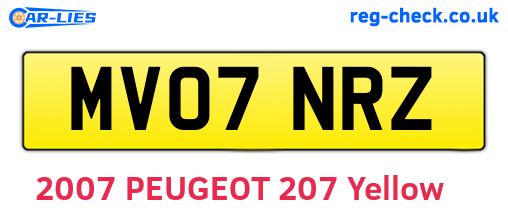 MV07NRZ are the vehicle registration plates.