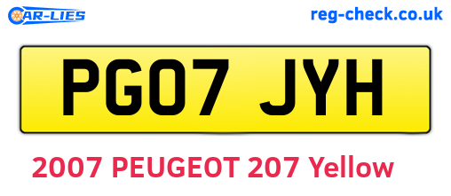 PG07JYH are the vehicle registration plates.