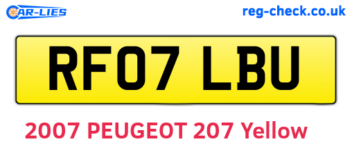RF07LBU are the vehicle registration plates.