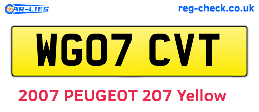 WG07CVT are the vehicle registration plates.