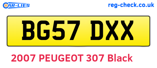 BG57DXX are the vehicle registration plates.