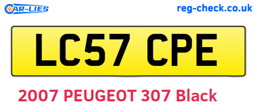 LC57CPE are the vehicle registration plates.