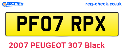 PF07RPX are the vehicle registration plates.
