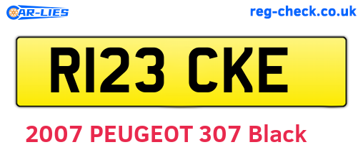 R123CKE are the vehicle registration plates.