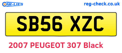 SB56XZC are the vehicle registration plates.