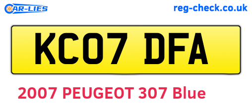 KC07DFA are the vehicle registration plates.