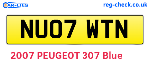 NU07WTN are the vehicle registration plates.
