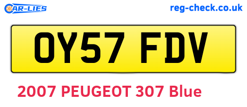 OY57FDV are the vehicle registration plates.