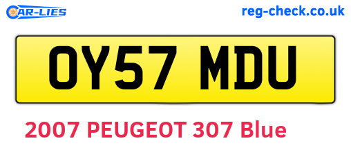 OY57MDU are the vehicle registration plates.