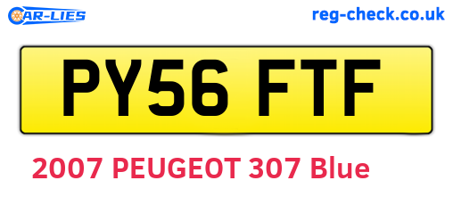 PY56FTF are the vehicle registration plates.
