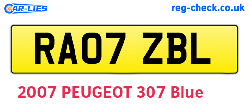 RA07ZBL are the vehicle registration plates.
