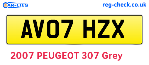 AV07HZX are the vehicle registration plates.