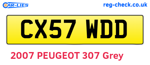 CX57WDD are the vehicle registration plates.