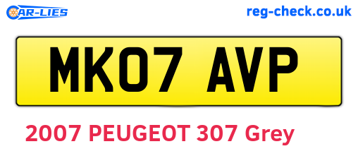 MK07AVP are the vehicle registration plates.