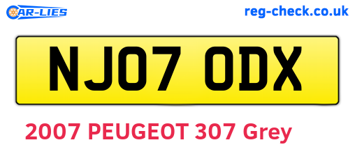 NJ07ODX are the vehicle registration plates.