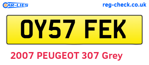 OY57FEK are the vehicle registration plates.