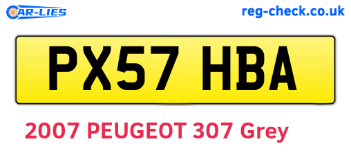 PX57HBA are the vehicle registration plates.