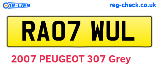 RA07WUL are the vehicle registration plates.