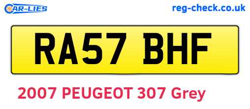 RA57BHF are the vehicle registration plates.
