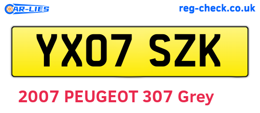 YX07SZK are the vehicle registration plates.